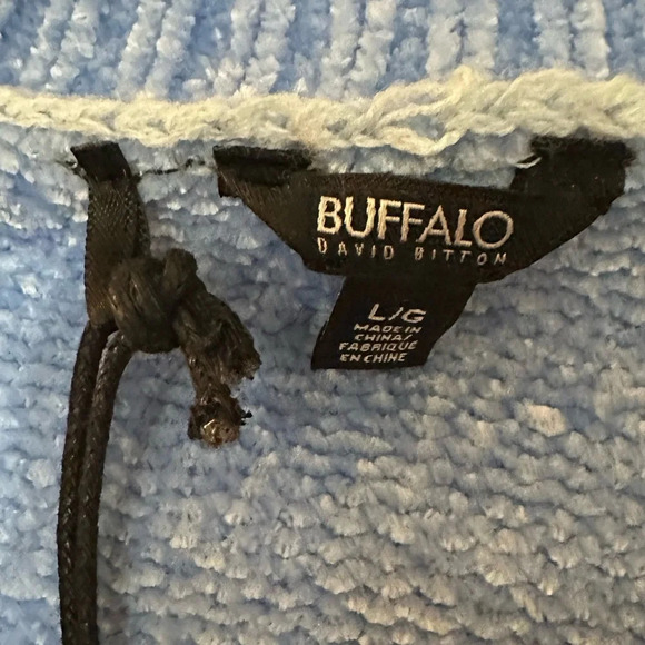 NWT Buffalo David Bitton Women’s Crewneck Ruffle Sweater Light Blue Size L - Picture 7 of 9